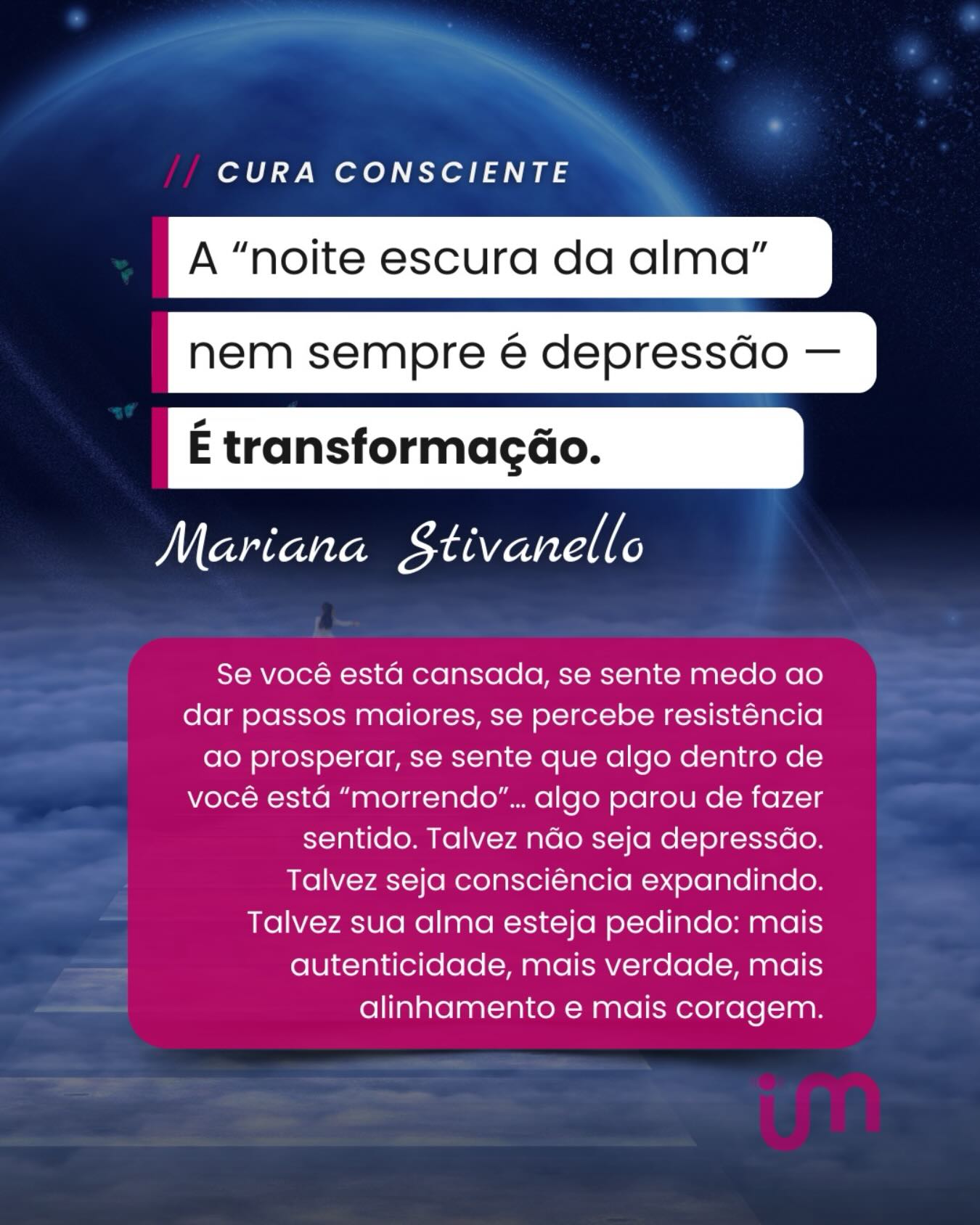 Você não está enlouquecendo. Você está despertando.

Existe um ponto da vida em que tudo perde o sentido.
E a pergunta aparece: “Será que estou entrando em depressão?” 😞

Na coluna Cura Consciente deste mês, a psiquiatra e psicoterapeuta sistêmica e integrativa Mariana Stivanello compartilha, com muita verdade e delicadeza, a própria “noite escura da alma” — e como esse processo (que pode se parecer com depressão) nem sempre é patologia: muitas vezes é transição, ruptura do velho eu, maturidade emocional e um chamado para integração.

👉E tem mais: empreender, prosperar e ocupar novos espaços também pode despertar sombras, medos e lealdades invisíveis.

Se você está cansada, com medo de crescer, sentindo que algo dentro de você está “morrendo”…

talvez não seja o fim.
talvez seja a sua consciência expandindo.

📱Leia a coluna completa e me conta nos comentários: Você já viveu (ou está vivendo) a sua noite escura?🌗

Se este texto te tocou, envie para uma mulher que precisa se sentir acompanhada.👊

Você não precisa atravessar isso sozinha.🌻

🔗 Link na BIO 🙌

#curaconsciente #noiteescuradaalma #depressão #portalimulher #maturidadeemocional